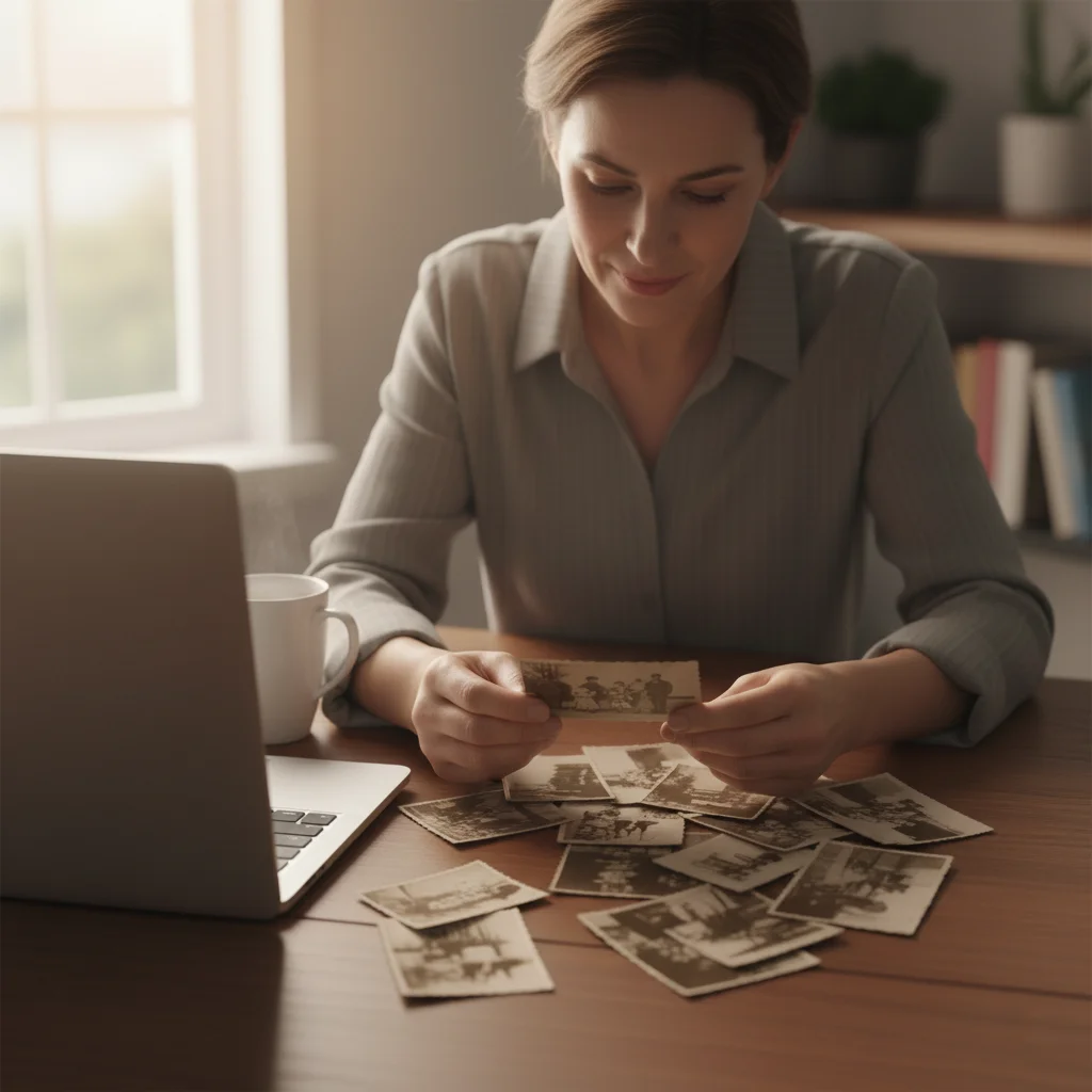 Familia creando un obituario digital juntos